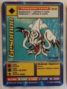 BANDAI DIGIMON GESOMON CARD CHAMPION LEVEL Bo-30. 1999 VINTAGE NM to LP - Picture 1 of 1