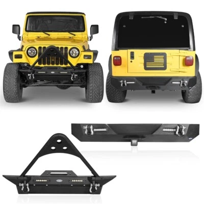 Rear Bumper or Front Bumper w/ D-rings & Led Lights for Jeep Wrangler TJ 97-06 Foto 1 de 4