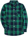 Toddler Boyss Long Sleeve Plaid Flannel T Shirt Tops, Green, Age 8T-9T (8-9 Year