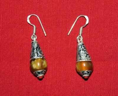 Pendiente con Ambar mejor regalo para su pendiente artesanal 11MM Pendiente Ambar Foto 1 de 2