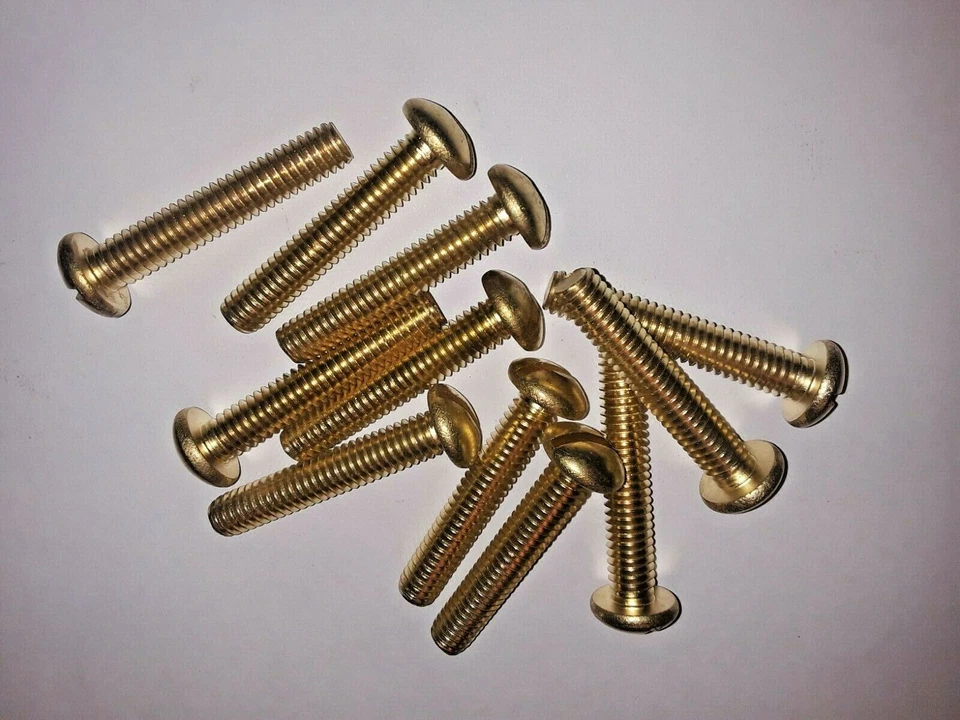 5/16-18 X 1-3/4" MACHINE SCREWS, ROUND HEAD SLOTTED, BRASS, SELECT QTY - Image 1 of 1