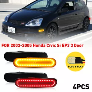 For Honda Civic Si EP3 3DR 02-05 Smoked Front + Rear LED Side Marker Lights - Picture 1 of 15