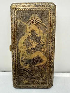 1868-1912 Meiji Period Mount Fuji & Dragon Komai Style Japanese Cigarette Case - Picture 1 of 7