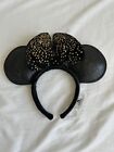 Disney Parks Wdw 50Th Anniversary Black Gold Faux Leather Minnie Bow Ears
