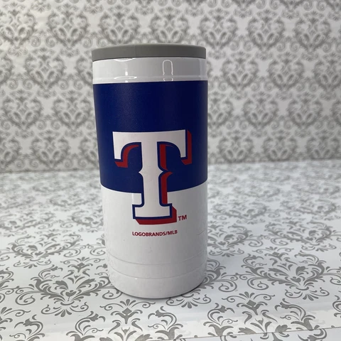 MLB Texas Rangers Slim Can Cooler Double Wall Insulation Fits 12 oz Slim Cans Cover
