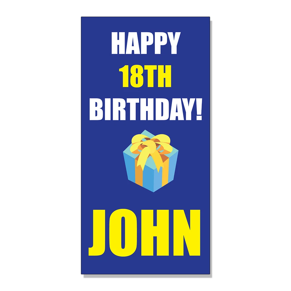Наклейка с именем на заказ знак розничного магазина счастливого 18-го дня рождения - Изображение 1 из 1