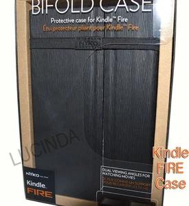 Kindle Fire Nyko Black Bifold Protective Case w/ Woodgrain texture- New in Box - Picture 1 of 4