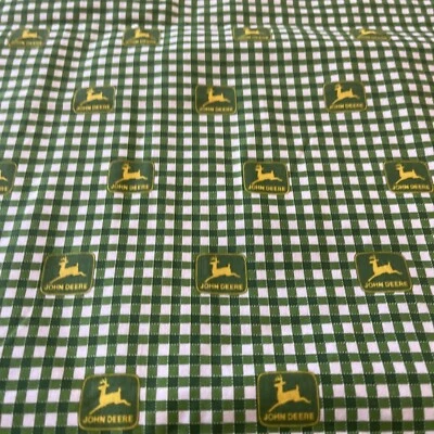 100% Хлопковая Ткань, John Deer тематическое Сельское хозяйство - Зеленый / Желтый - Имбирь - Изображение 1 из 4