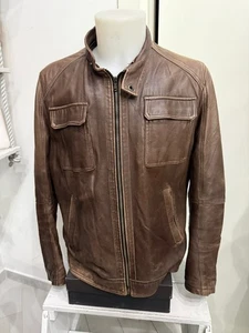 Johns And Son's Giacca da uomo In pelle Marrone Tg54 AM332 - Picture 1 of 16