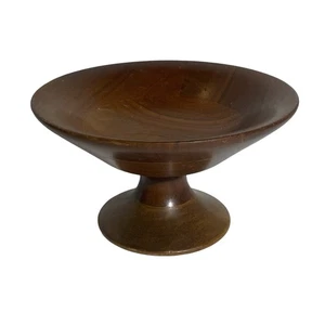 Vintage Walnut Wood Pedestal Bowl Approx. 4" Tall 7" Wide Some Scratches - Picture 1 of 6