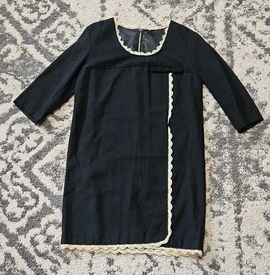 Mini Vestido Micro Vintage Años 60 Negro Con Encaje Talla Pequeña Foto 1 de 4