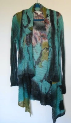 Cárdigan Adore Art To Wear Mezcla Mohair Polvo Color Agua Manga Larga Boho Talla L Foto 1 de 4