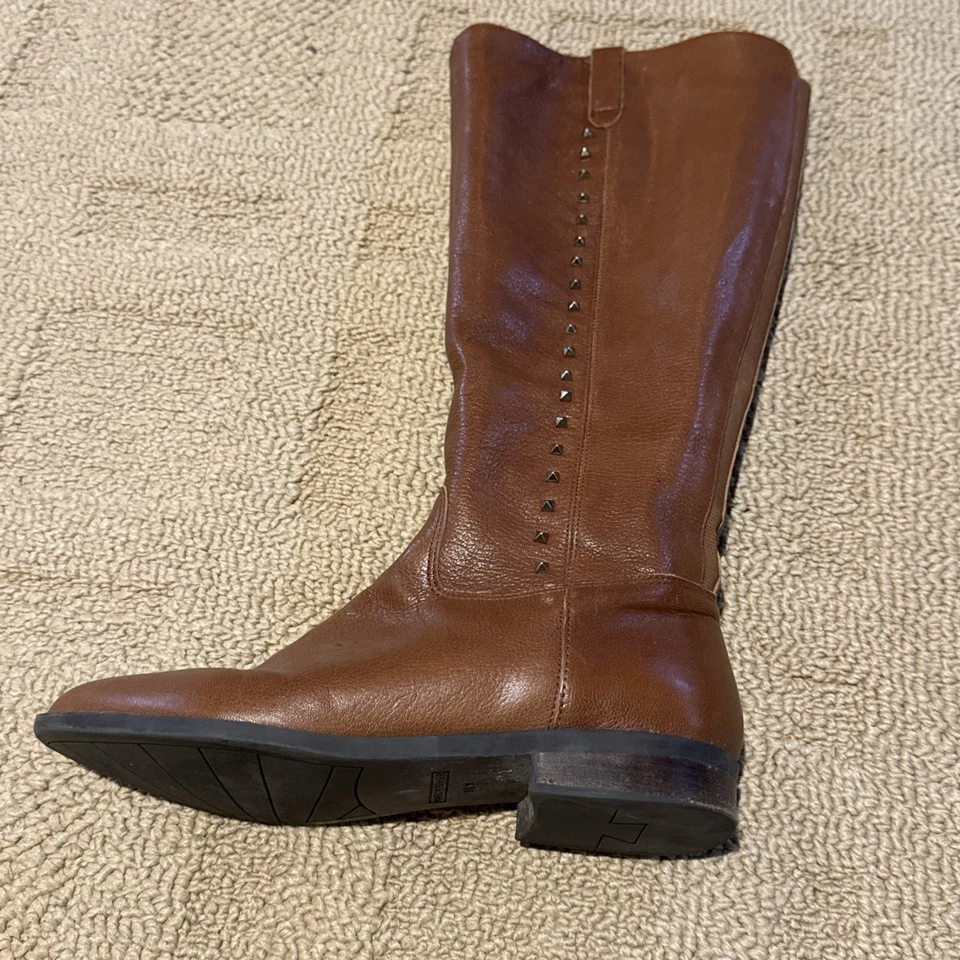 Marc Fisher Women's Riding Boots Brown Leather, Round Toe, Side Zip, Size 9.5M - Image 1 of 4