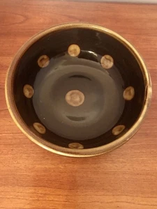 MA Hadley Brown Gold Dot Hot Fleck Rare 5.5” Soup Bowl Cereal Bowl Very Good - Picture 1 of 12