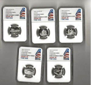 2005 s 5-piece silver quarter proof set NGC PF 69 Ultra Cameo - Picture 1 of 2