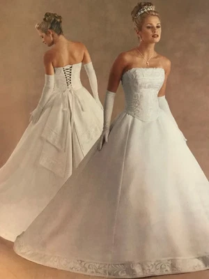 maggie sottero white satin wedding gown with Swarovski crystals size 12 - Image 1 of 3