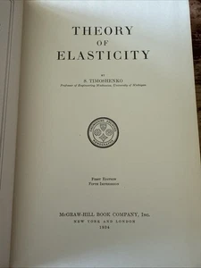 Vintage Pair Of Books 1934 Theory Of Elasticity & Theory Of Elastic Stability - Bild 1 von 5