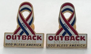 USA September 11th Patriotic Outback Steakhouse Ribbon Pin Pinback Lapel - Picture 1 of 3