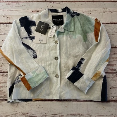 Bitte Kai Rand Jacket Abstract Print 100% Linen Size Small New With Tags - Image 1 of 4