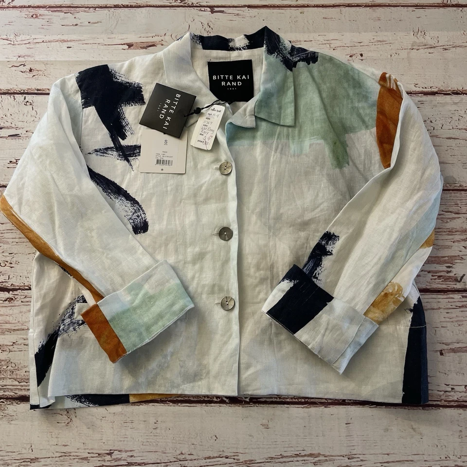 Bitte Kai Rand Jacket Abstract Print 100% Linen Size Small New With Tags - Image 1 of 4