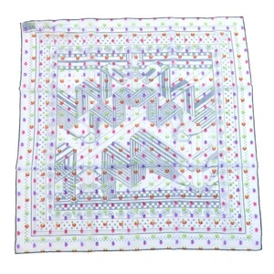 Hermes Scarf Carre 60 Sangles en Zigzag Gray Multicolor Silk Acetate Square 61cm - Picture 1 of 8