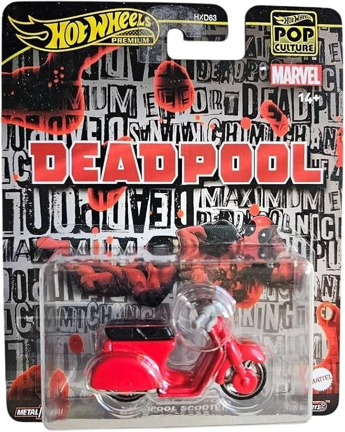 2025 Hot Wheels Premium Pop Culture Deadpool Scooter - Red - Image 1 of 1