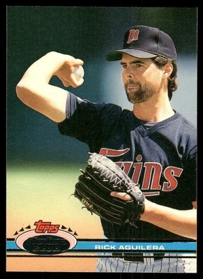 1991 Stadium Club #76a Rick Aguilera Minnesota Twins Baseball Card - Image 1 of 2