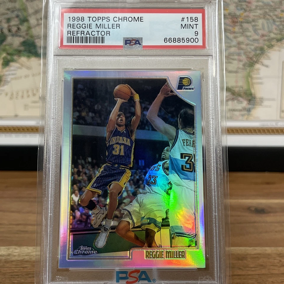 1998 Topps Chrome Reggie Miller Refractor #158 PSA9 HOF - Image 1 of 3
