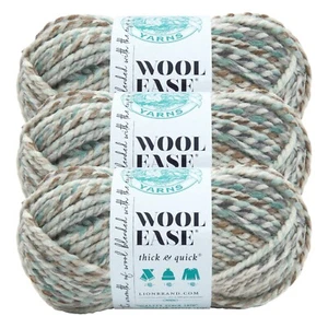 (3 Pack) Lion Brand Yarn 640-542C Wool-Ease Thick & Quick Bulky Yarn, Seaglass - Picture 1 of 7