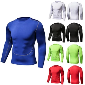 Men's Rash Guard Shirt UPF 50+ Long Sleeves Running Workout Gym Undershirts - Picture 1 of 53