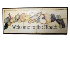 Welcome to the Beach Wall art Plaque Wooden sign Seashore Decor Cottage Shells