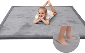 Baby Play Mat for Floor,3 CM Thick Memory Foam Tummy Time Mat,Soft Coral Velvet - Picture 1 of 7