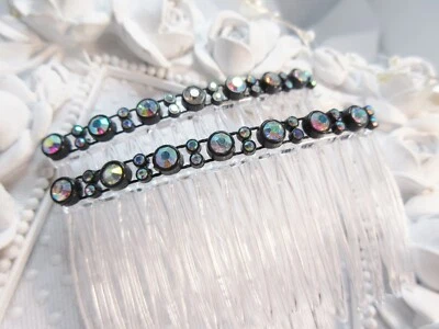 Stunning Aurora Borealis Austrian Crystals inlaid design Hair comb pair - Image 1 of 4