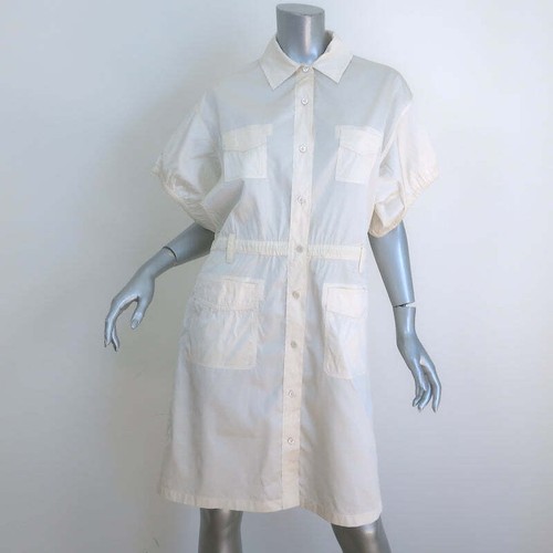 Camicia Prada maniche corte abito Ecru seta taffeta taglia 42