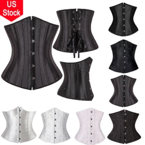 Corsetto donna sotto seno vita disossata allenamento cintura stringata top shaper nero/bianco - Foto 1 di 12