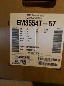 BALDOR Super E  ELECTRIC MOTOR  EM3554T-57  1.5 HP 230/400V 145T 1750 rpm - Picture 1 of 2