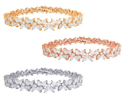 Pear-Cut 7 1/5 CT Real Diamond Graduating Designer Bracelet 10MM 14K Gold 8" - Image 1 of 4