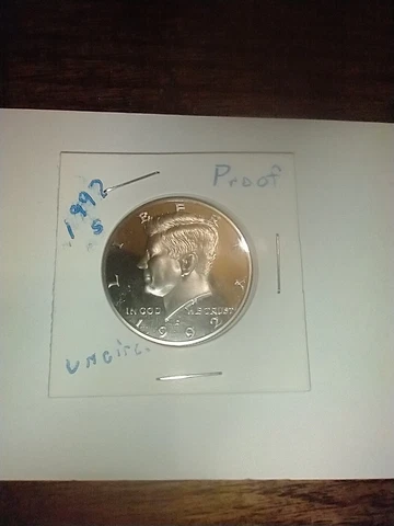 1992-S San Francisco Mint Kennedy Half Dollar Proof, 1st Class USPS Mailing Cover