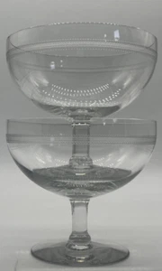 Set of 2 Fostoria Needle Etched Crystal Champagne Coupes / Sherbets 4-1/2" Tall - Picture 1 of 15