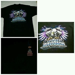 harley davidson black t shirt large dealer meeting 1999 eagle lightning usa a15 - Picture 1 of 1