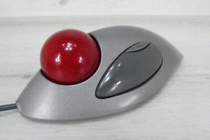 Logitech Trackman Red Trackball Marble USB T-BC21 Mouse 804377-0000 TESTED WORKS - Picture 1 of 12