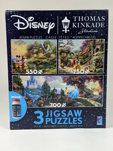 Disney Snow White Cinderella Mickey Jigsaw Puzzle 3 in 1 Pack with Glue 2020 New - Picture 1 of 6