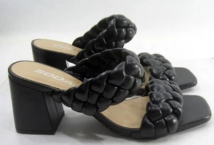 Soda new Black 3"High Block Heel PEEP TOE SLIP ON Shoes WOMEN Size 7 - Picture 1 of 6