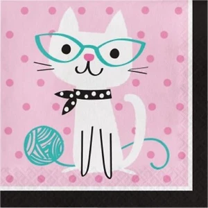 "Purr-fect" Party Cat Luncheon Napkin/Serviettes 16pk -Cat Kitten Party Supplies - Picture 1 of 1