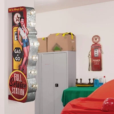 TEXACO Vintage Style Rustic Metal LED Marquee Sign, Garage, GAS  Man Cave 30.5" - Image 1 of 4