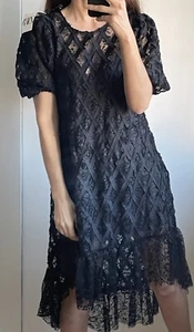 Zara Lace Dress Midi Boho Size 10 12 Relaxed - Picture 1 of 12