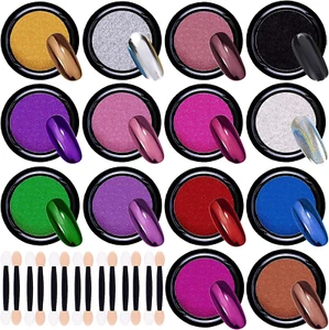 Duufin 14 Jars Chrome Nail Powder Metallic Nail Art Powder Mirror Effect Mani... - Picture 1 of 15