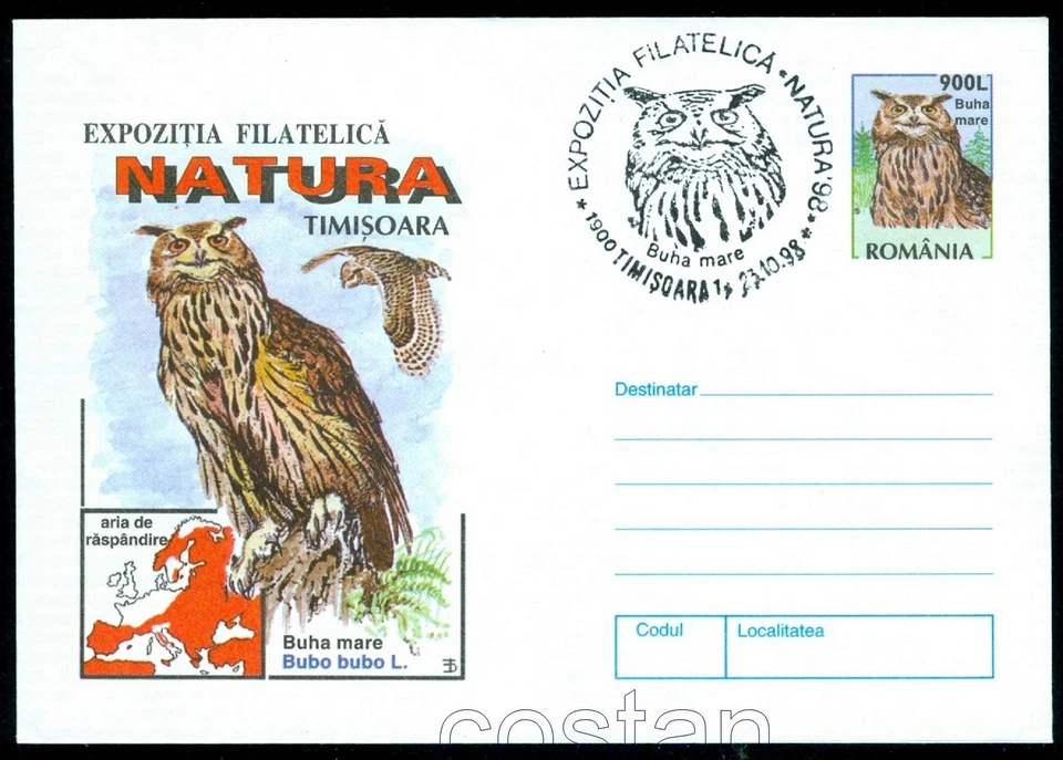 Búho euroasiático 1998, Bubo Bubo, Búho, Chouette, Civetta, Pájaros, Rumania, cubierta de CDS Foto 1 de 1