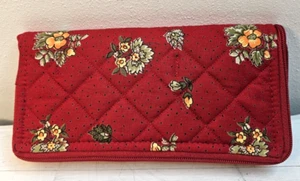 Tri Fold Jewelry Organizer Floral Travel zip around lay flat Victorian Heart NEW - Picture 1 of 11