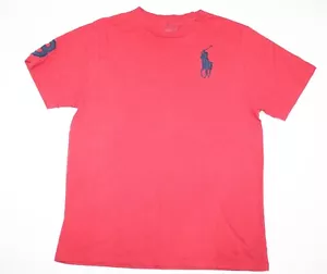 Polo Ralph Lauren Boys Embroidered Blue Big Logo Crewneck Red T Shirt XL 18/20 - Picture 1 of 3